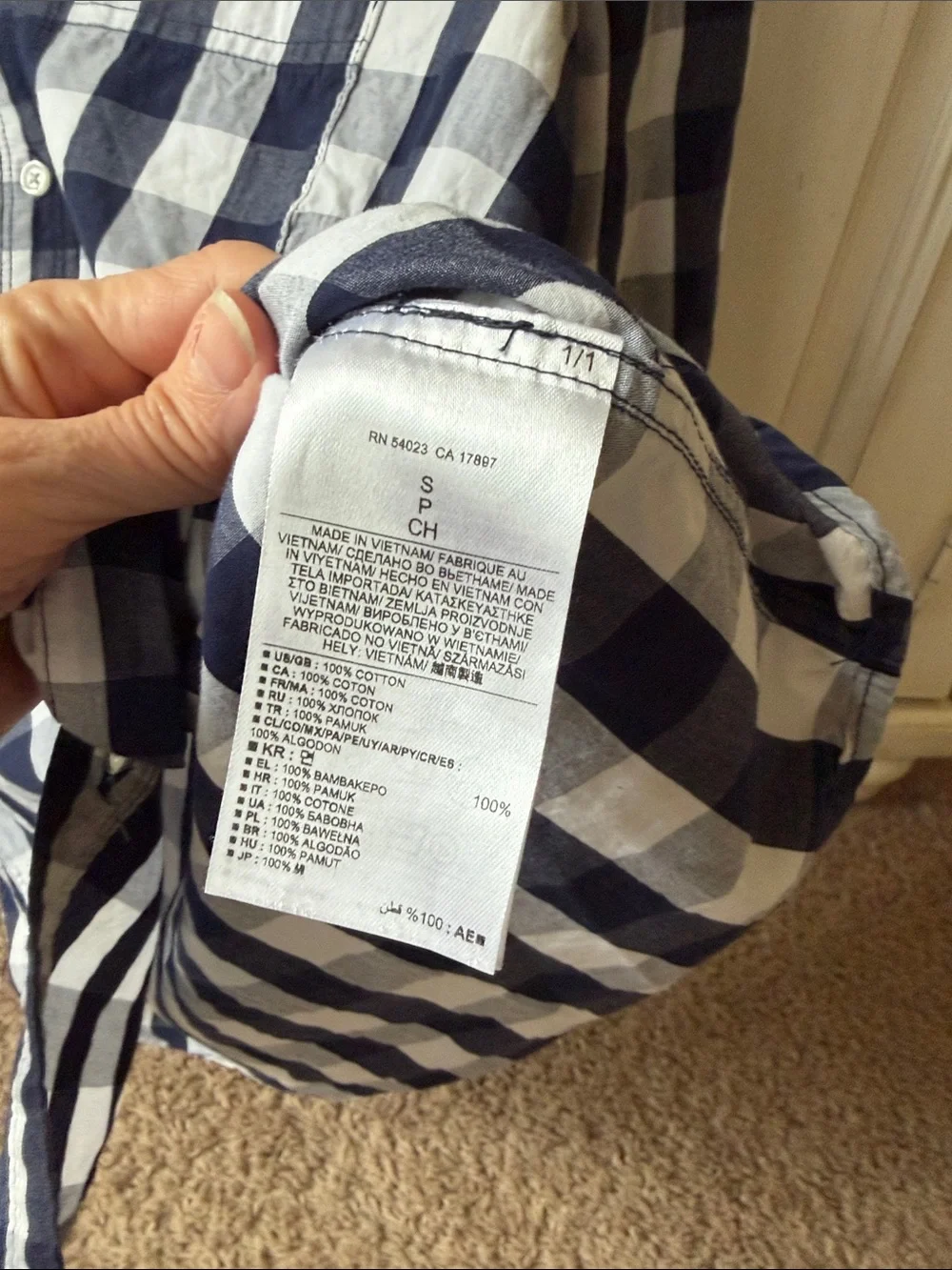 Banana Republic Navy and White Gingham Button-Down Shirt